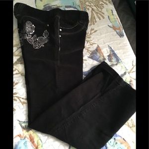 Faded glory corduroy pants black girls 7 Embroided